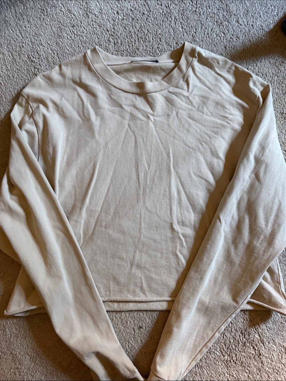 Brandy Melville Cream Long Sleeve Crewneck Top